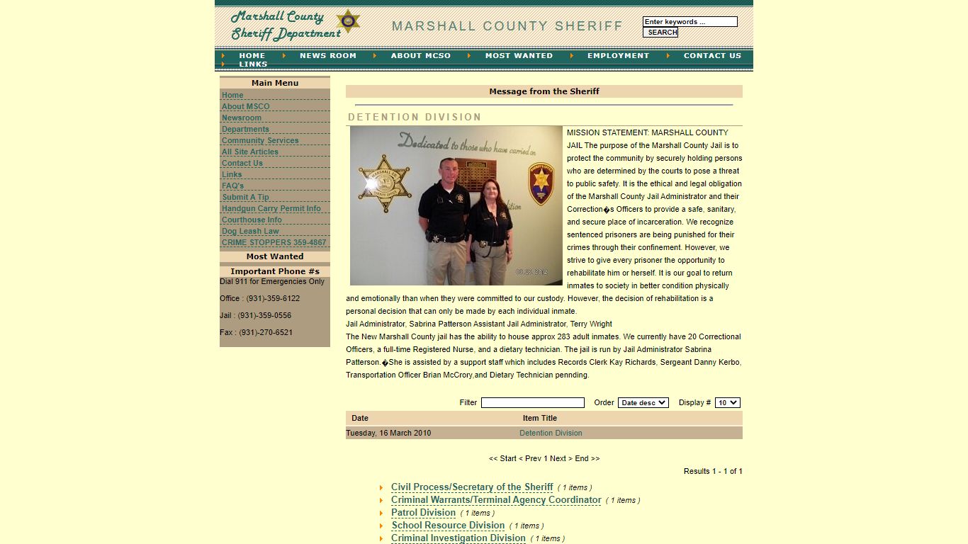 Marshall County Sheriff - Departments
